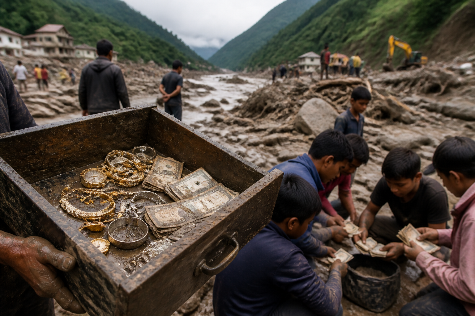 Nepal flood videos show gold returned to owner while Indian currency is shared