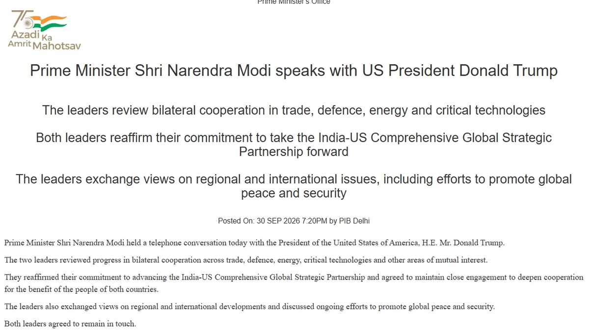 Modi and Trump review India-US cooperation on trade, defence and critical technologies
