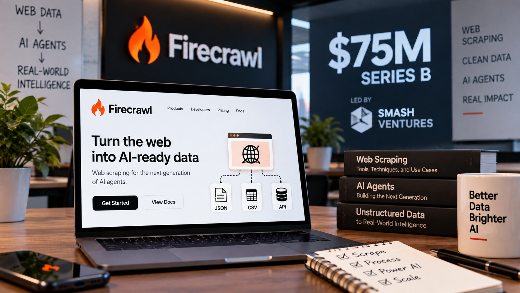 Firecrawl ने AI एजेंट डेटा के लिए Smash Ventures की अगुवाई में जुटाए 75M डॉलर