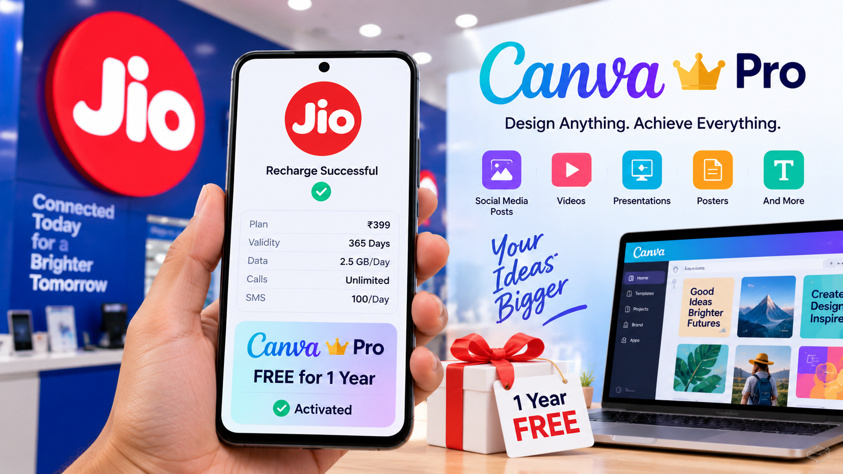 Jio ₹399 recharge to include 12 months of free Canva Pro from 16 September