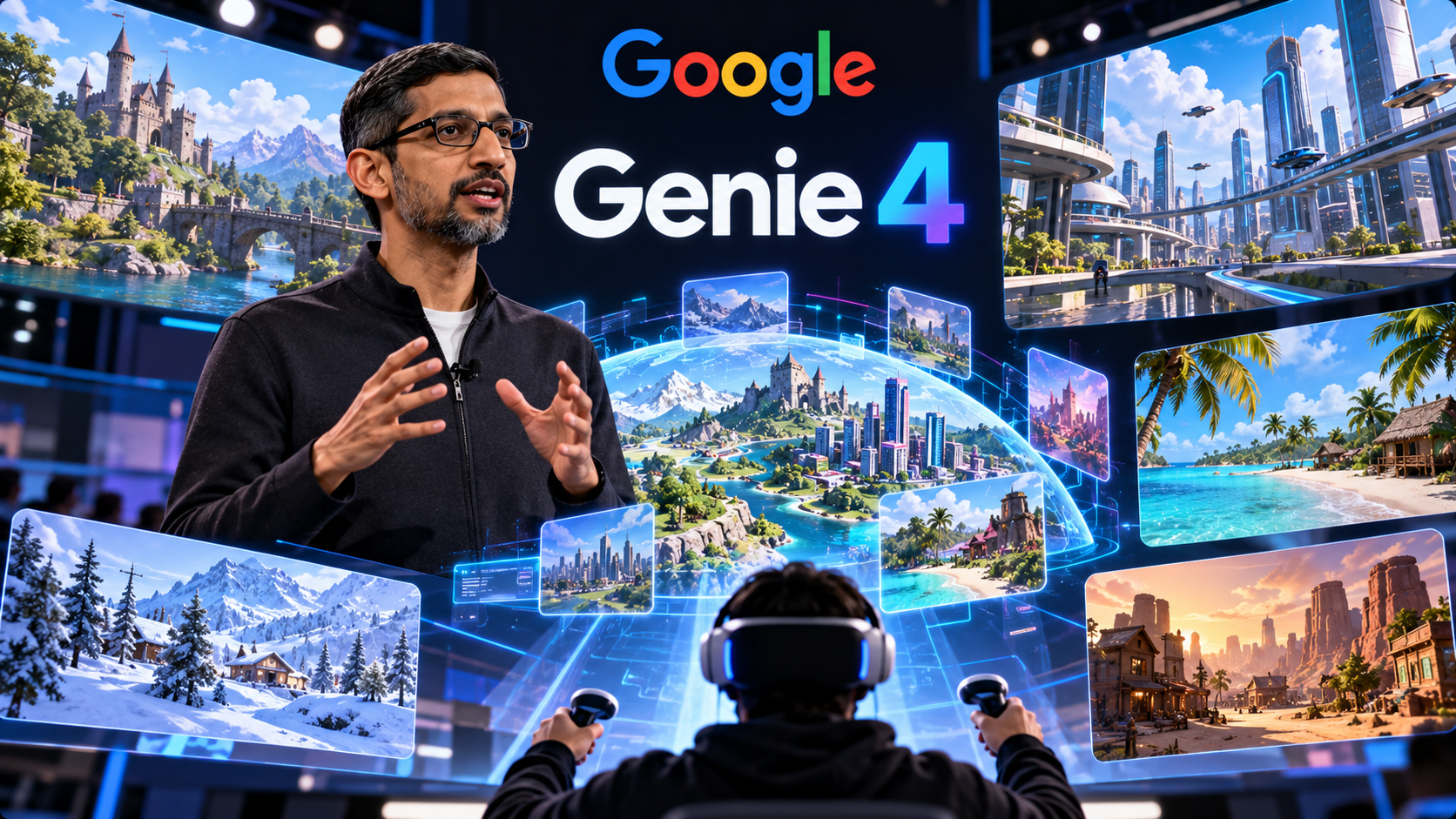 Google introduces Genie 4 as Sundar Pichai presents AI system for creating digital worlds
