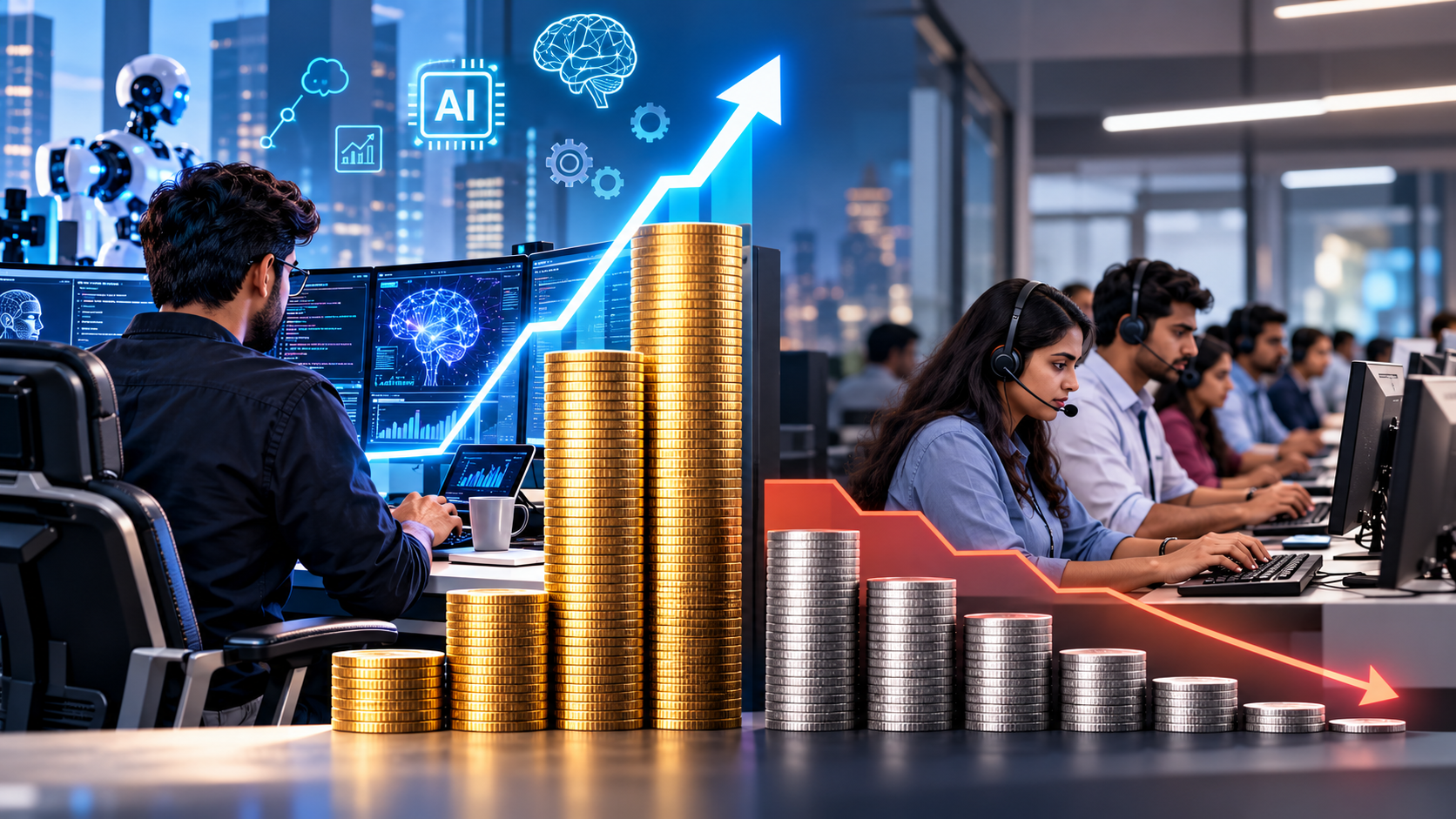 भारत में AI-core नौकरियों की शुरुआती सैलरी AI-support roles से 2.5-3 गुना ज्यादा