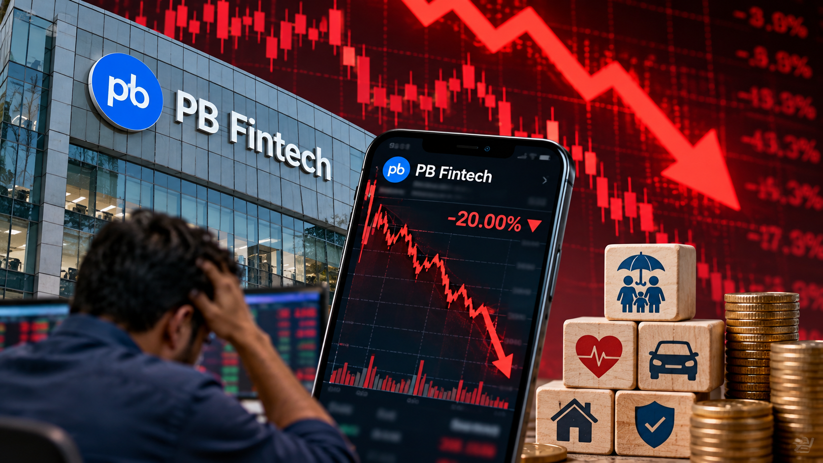 बीमा शेयरों में फिर 20% तक गिरावट, IRDAI के प्रस्ताव से PB Fintech पर दबाव बढ़ा